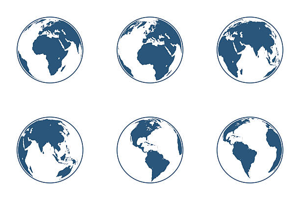 ilustrações de stock, clip art, desenhos animados e ícones de set of high detailed vector globes. vector illustration. - topography globe usa the americas