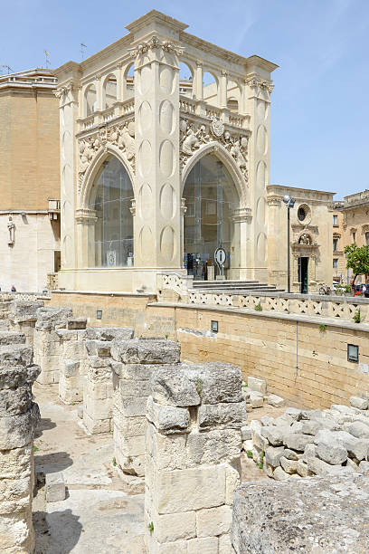 Palace on Lecce seat in Puglia Lecce, Italy - June 23, 2016: Sedile Palace on Lecce in Puglia, Italy porticus stock pictures, royalty-free photos & images