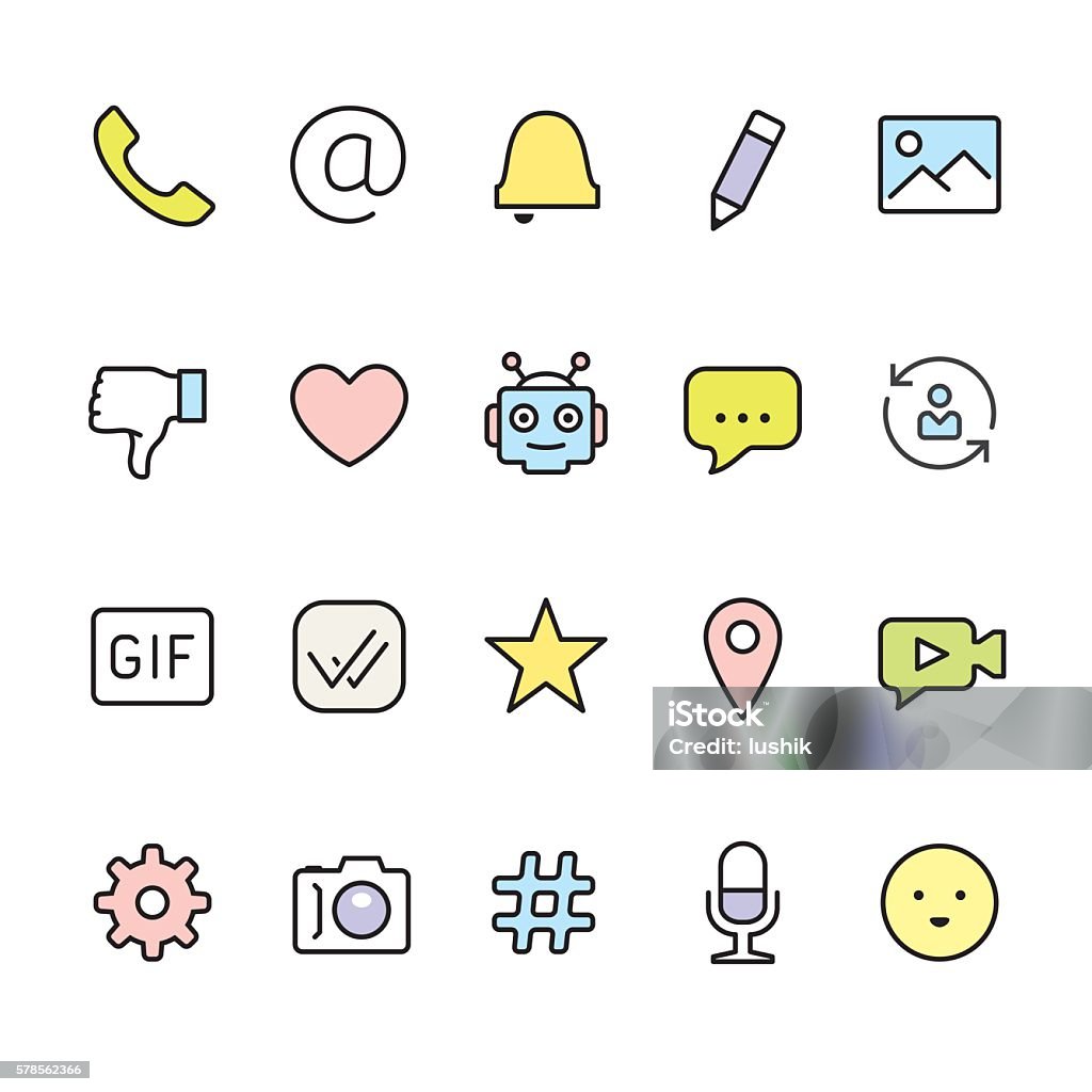 Message pack - outline color vector icons Message and Chat related icons for App, Web or Print. Gif - File Format stock vector