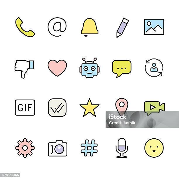 Message Pack Outline Color Vector Icons Stock Illustration - Download Image Now - Gif - File Format, Icon Symbol, Robot