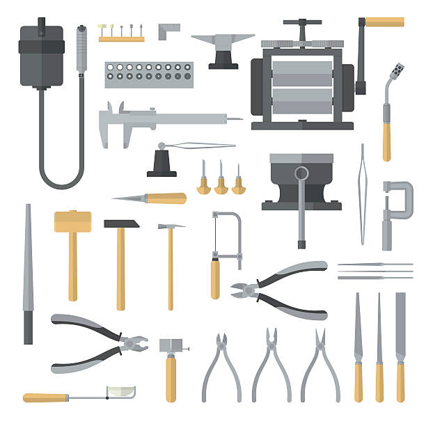 satz von schmuck-tools. - milling cutter stock-grafiken, -clipart, -cartoons und -symbole