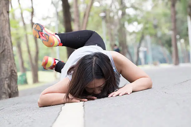 Accident. stumble and fall while jogging