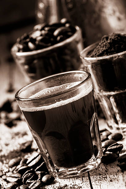 Coffee cup, old photos imitation