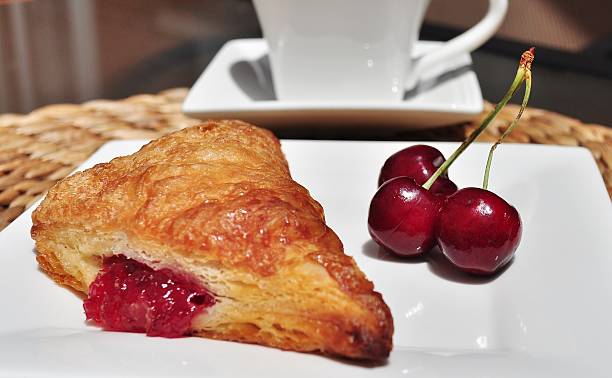 french pastry. cherry turnover. - pie pastry crust cherry pie cherry imagens e fotografias de stock