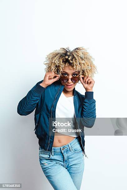 Portrait Of Cool Afro American Young Woman Stock Photo - Download Image Now - Adult, Adults Only, African Ethnicity