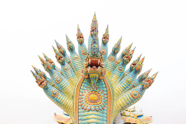 istock serpent king or king of Naga statue on white background 578568950