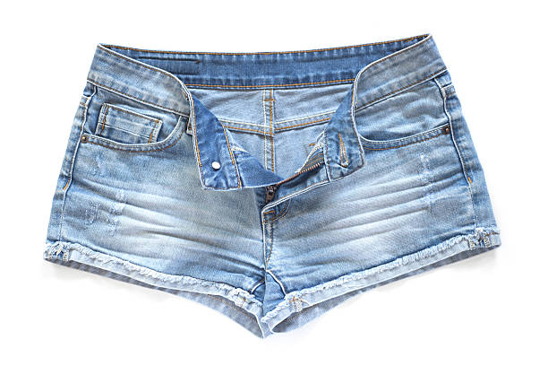 istock Blue jeans women's shorts on a white background. 578569868
