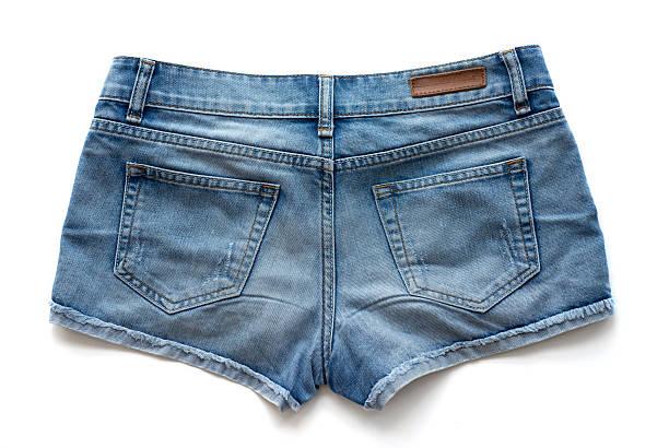 istock Blue jeans women's shorts on a white background. 578570290