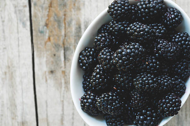 istock Blackberries in a bowl from above 578570414