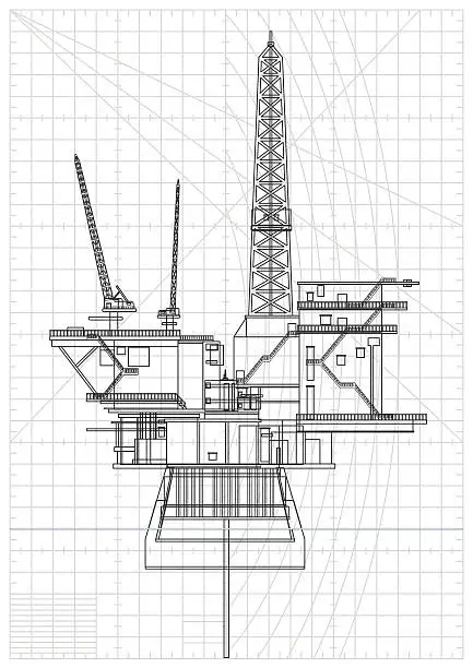 Vector illustration of Oil Platforms Blueprint