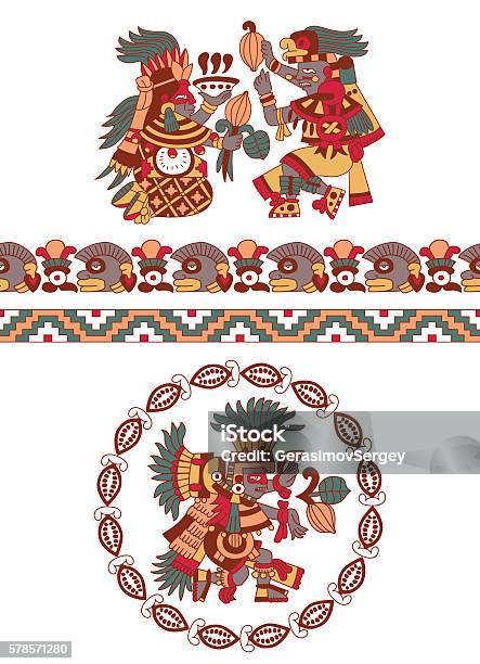 Aztec Pattern Stock Illustration - Download Image Now - American Culture, Animal Markings, Bean
