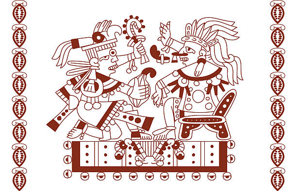ilustraciones, imágenes clip art, dibujos animados e iconos de stock de patrón aztecas - guerrero azteca