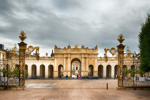 Nancy, France - October 9, 2015: Arc Here as seen from Place de la Carriere - Nancy, Lorraine, France