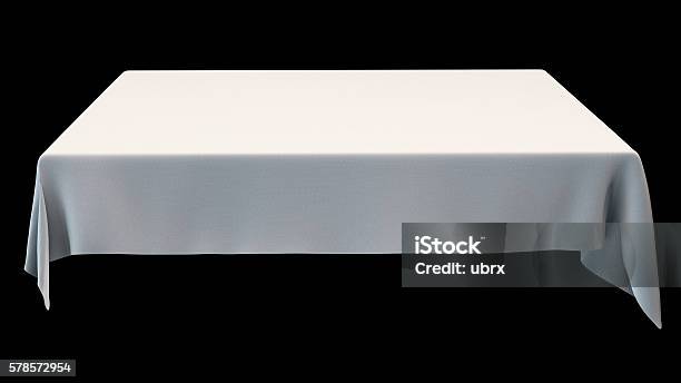Weiße Rechteckige Tischdecke Mockup Isoliert Auf Schwarz 3dillustration Stockfoto und mehr Bilder von Tischtuch