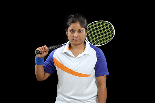 Woman Badminton Player with badminton racket