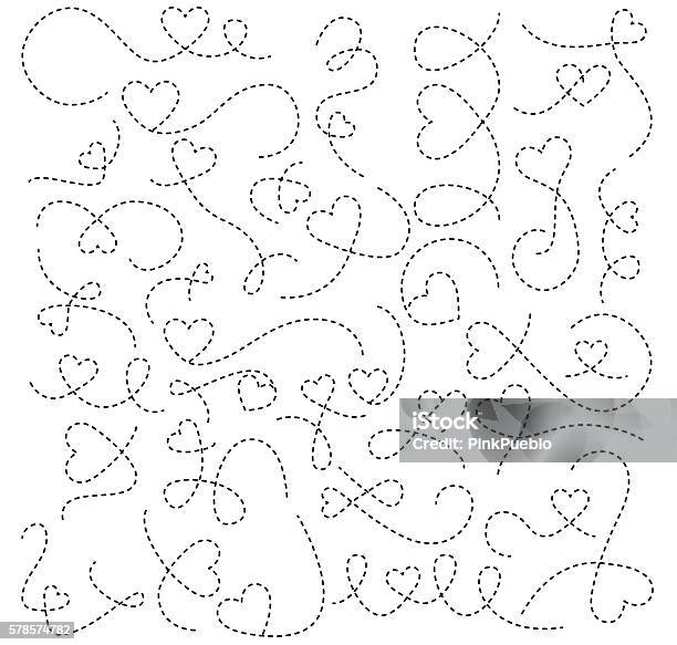 Vector Set Of Dotted Arrows Or Connecting Lines With Hearts Stock Illustration - Download Image Now