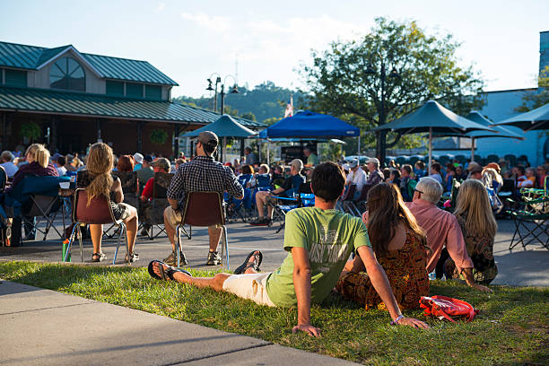 Bristol, Tennessee, USA - September 20, 2014: Crowds gather in downtown Bristol for the 2014 Rhythm and Roots Festival. The town is bisected by the Tennessee-Virginia state line and is known as the birthplace of country music.