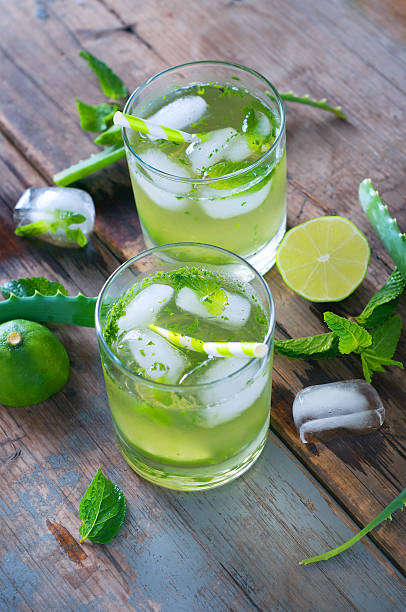 istock Aloe vera and lime cocktail with mint and ice cubes 578575920