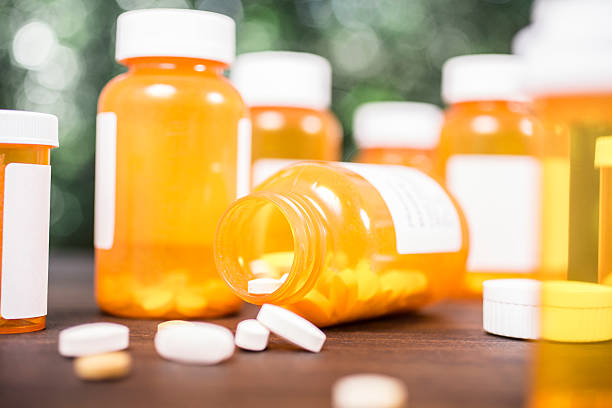 istock Prescription pill bottles, medicine tablets. Clinic, office. 578576024