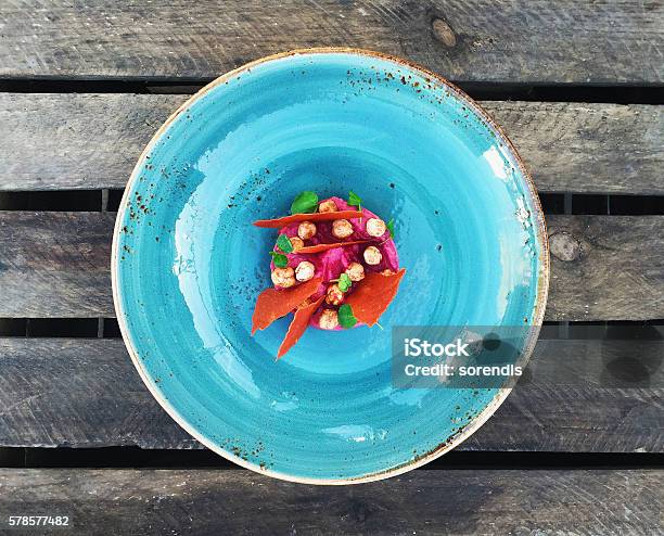 Humus With Beet Stock Photo - Download Image Now - Food, High Angle View, Elegance