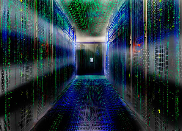 istock symmetrical data center room with futuristic beams 578578576