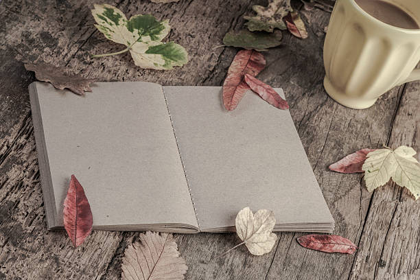 istock coffee and notebook on wooden table decorated with autumn leaves 578579174