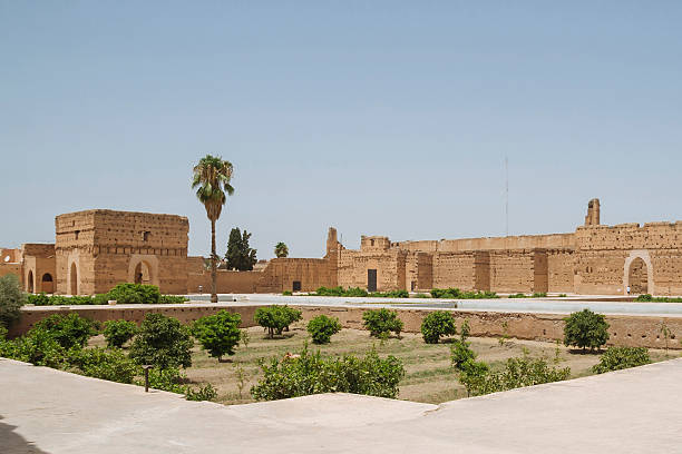 El Badi Palace gardens at Marrakech, Morocco stock photo