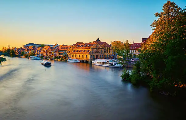 Little Venice and Old Harbour in Bamberg, Bavaria, Germany in the evening light.