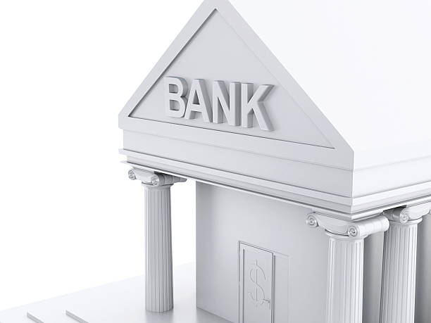 istock 3d Bank building against white background. 578582046