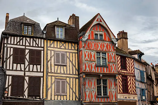 Old architecture of Auxerre. Auxerre, Burgundy, France