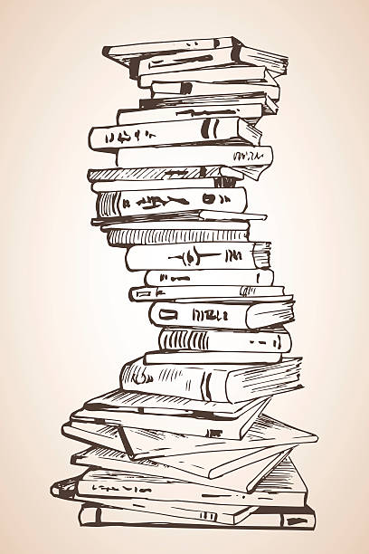 Big Pile of different books. Big Pile of different books. Isolated on white background newspaper pile stock illustrations