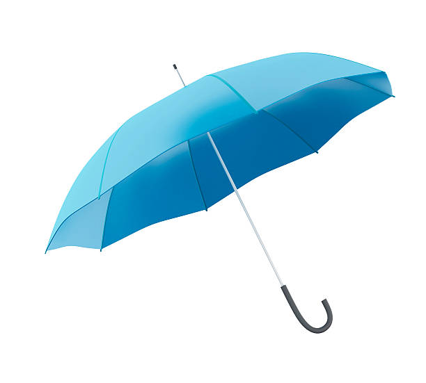 istock 3d Blue umbrella against white background. 578583956