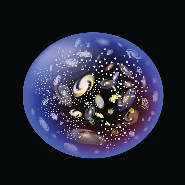 Expansion of the Universe Expansion of the Universe. Universe in bubble. galaxy diagram stock illustrations