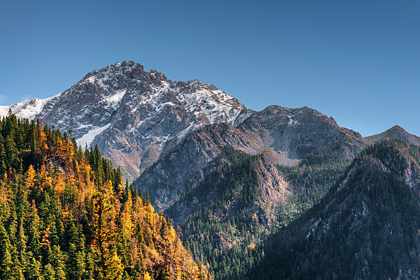 istock Amazing snow-capped mountains on blue sky background 578585394