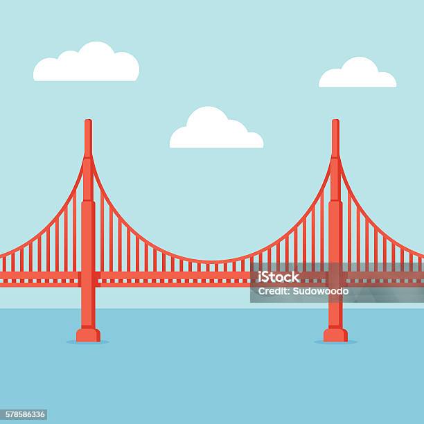 Golden Gate Bridge Stock Illustration - Download Image Now - Golden Gate Bridge, Bridge - Built Structure, Vector