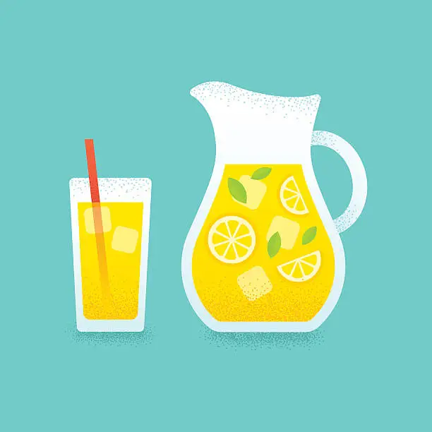 Vector illustration of Lemonade pitcher and glass illustration.