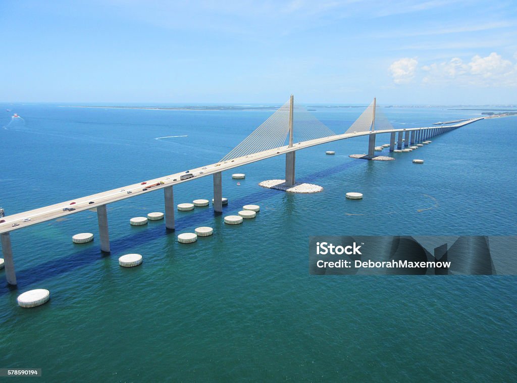 Bob Graham Sunshine Skyway Bridge Tampa Bay Florida URBAN Bridge - Built Structure Stock Photo