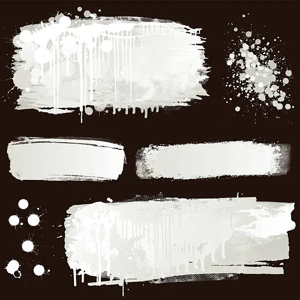 Vector illustration of White paint splatter on black background