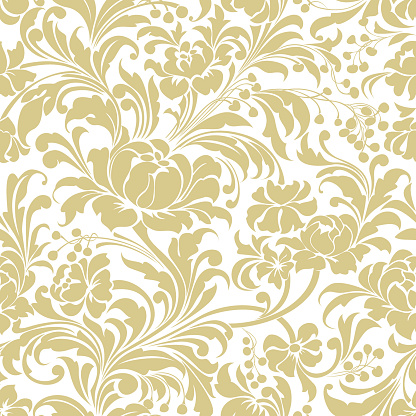 Gold seamless floral vector background