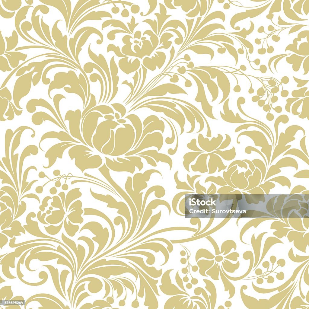 Gold seamless floral vector background Pale gold seamless floral vector background. One section. Floral Pattern stock vector