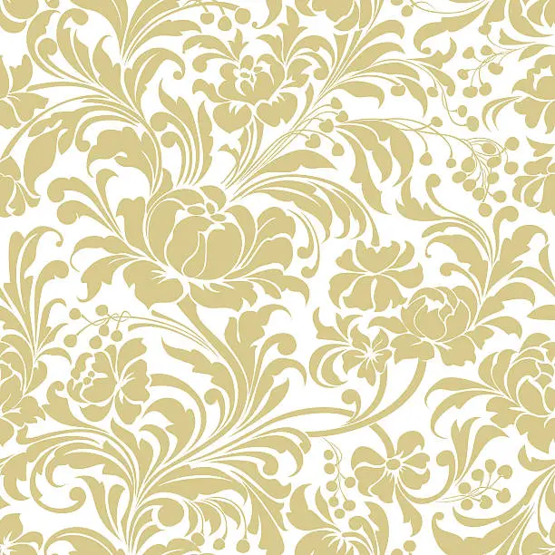 Vector illustration of Gold seamless floral vector background