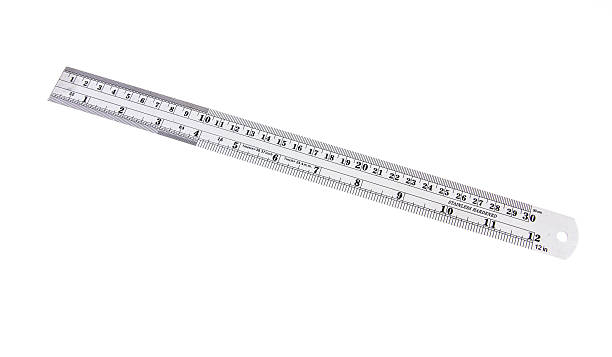 istock Metal ruler isolated on white background 578597098