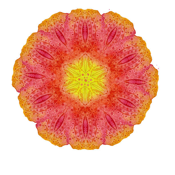 istock Isolated white background with mandala ornament. Watercolor illustration. 578597820