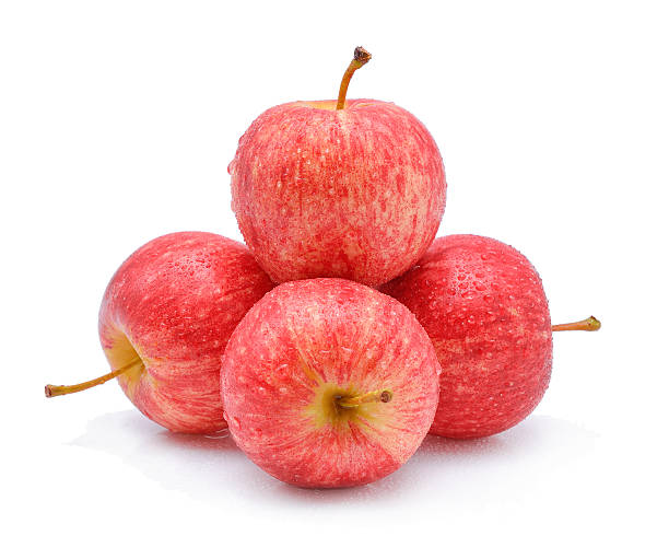 istock gala apples with drops of water on white background. 578597968