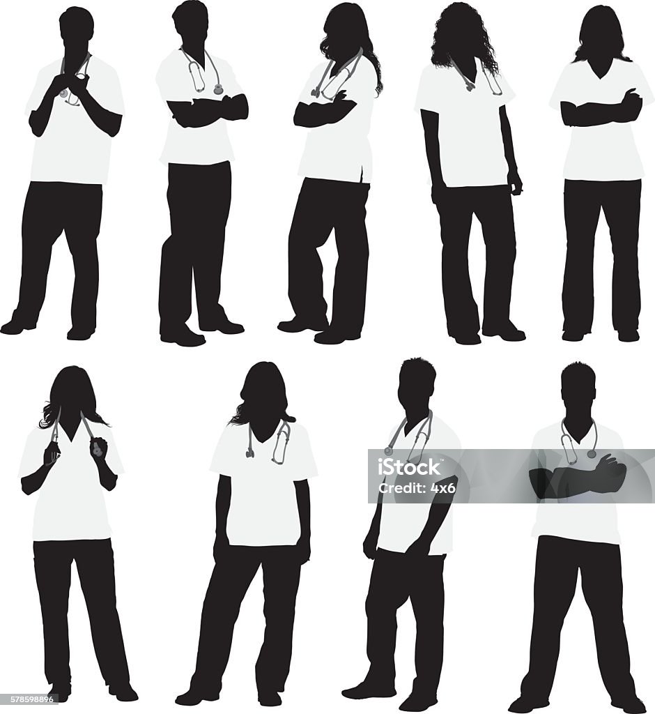 Doctor standing with various actions Doctor standing with various actionshttp://www.twodozendesign.info/i/1.png Doctor stock vector