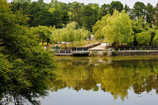 istock Beautiful lake in a botanical garden 578600714