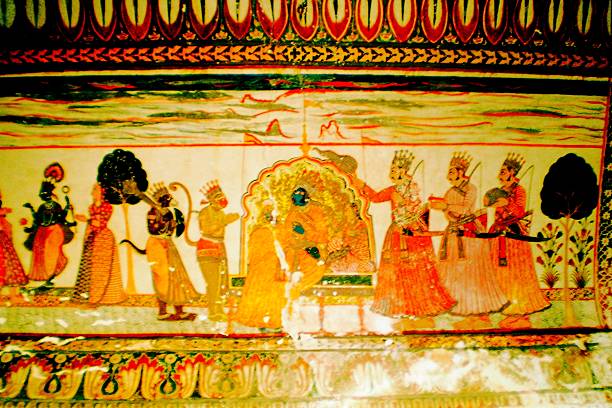 istock Painted Ceiling at Raj Mahal (Palace) in Orchha, India 578600756