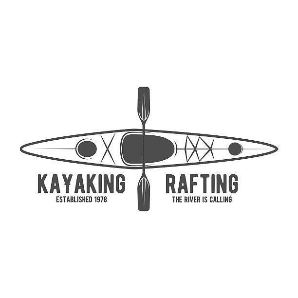 illustrations, cliparts, dessins animés et icônes de cru étiquettes de rafting ou logotype badge - wooden raft