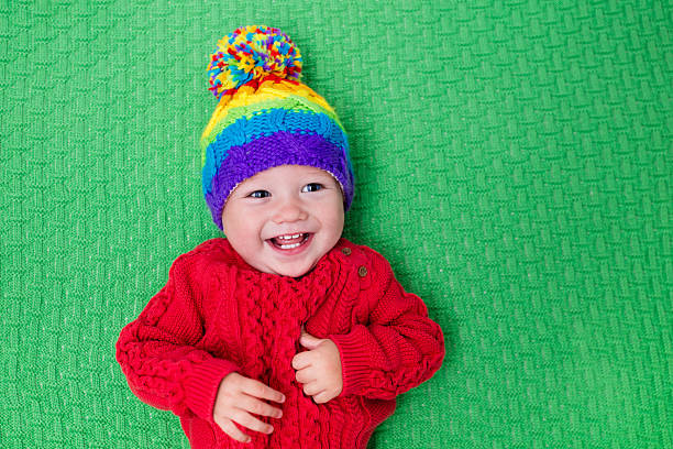 istock Little baby boy in warm knitted hat 578791214