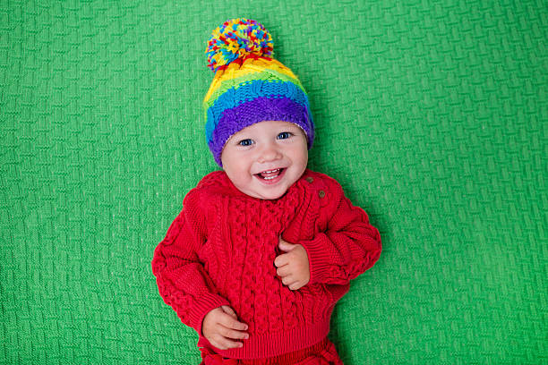 istock Little baby in hat ready for walk on cold day 578791524